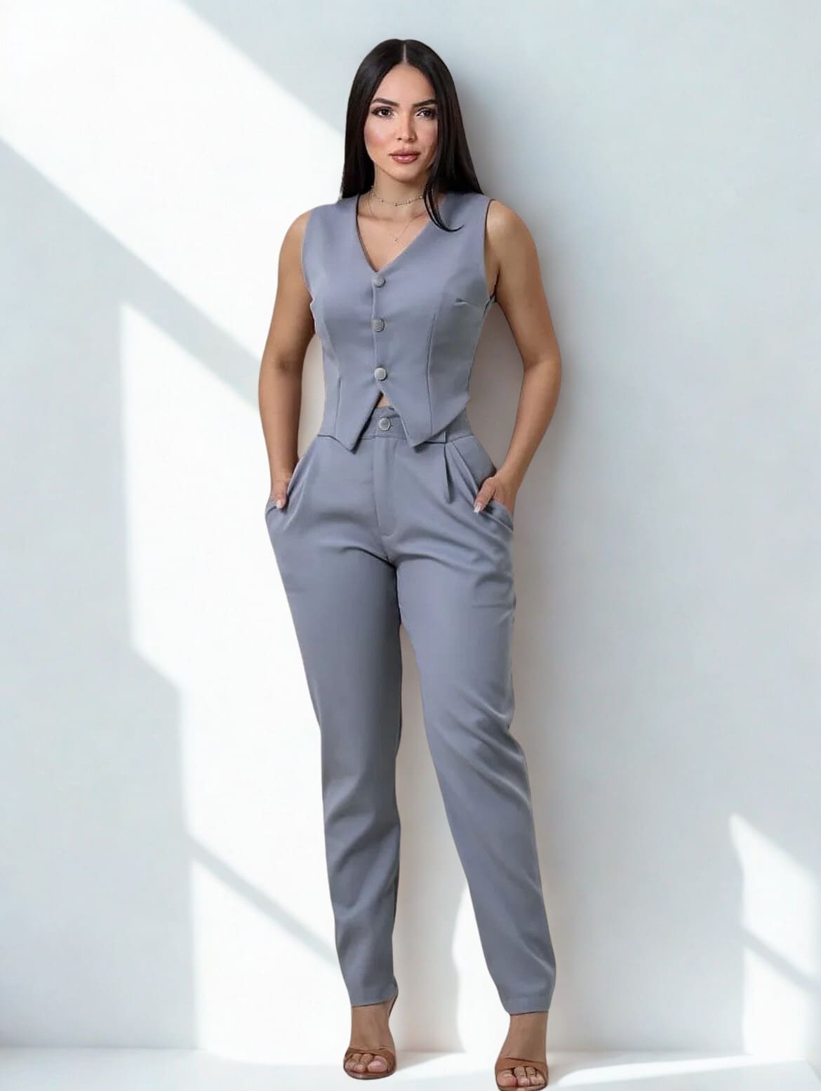 IMG_8646 Conjunto social calça skinny e colete - Imagem 1