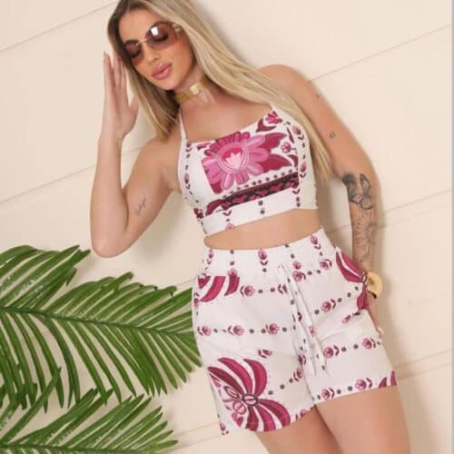 Conjuntinho Short e Cropped com bojo